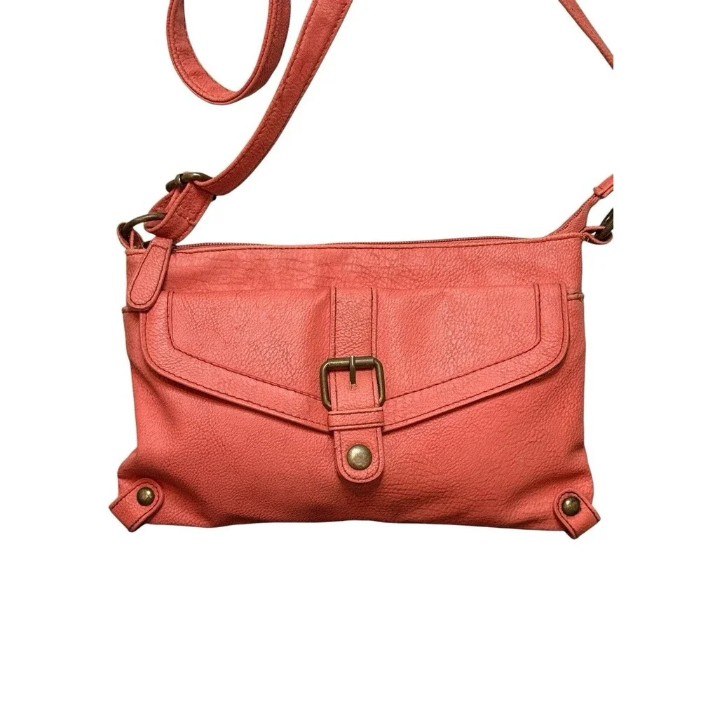 American Eagle Coral Pink Floral Inside Shoulder Bag Purse Crossbody 10x7